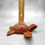 Carved Wooden Sea Turtle Brown (1 turtle approx. 3.5+ inch wide) Wood Sea Turtle Figure for coastal beach home display & decoration!