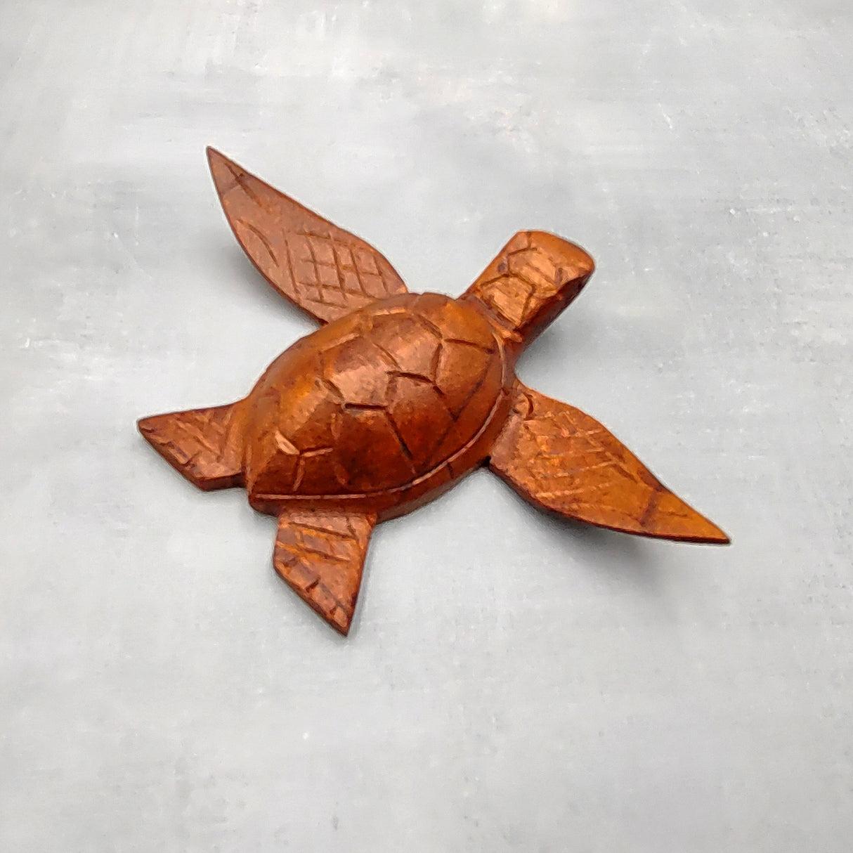 Carved Wooden Sea Turtle Brown (1 turtle approx. 3.5+ inch wide) Wood Sea Turtle Figure for coastal beach home display & decoration!
