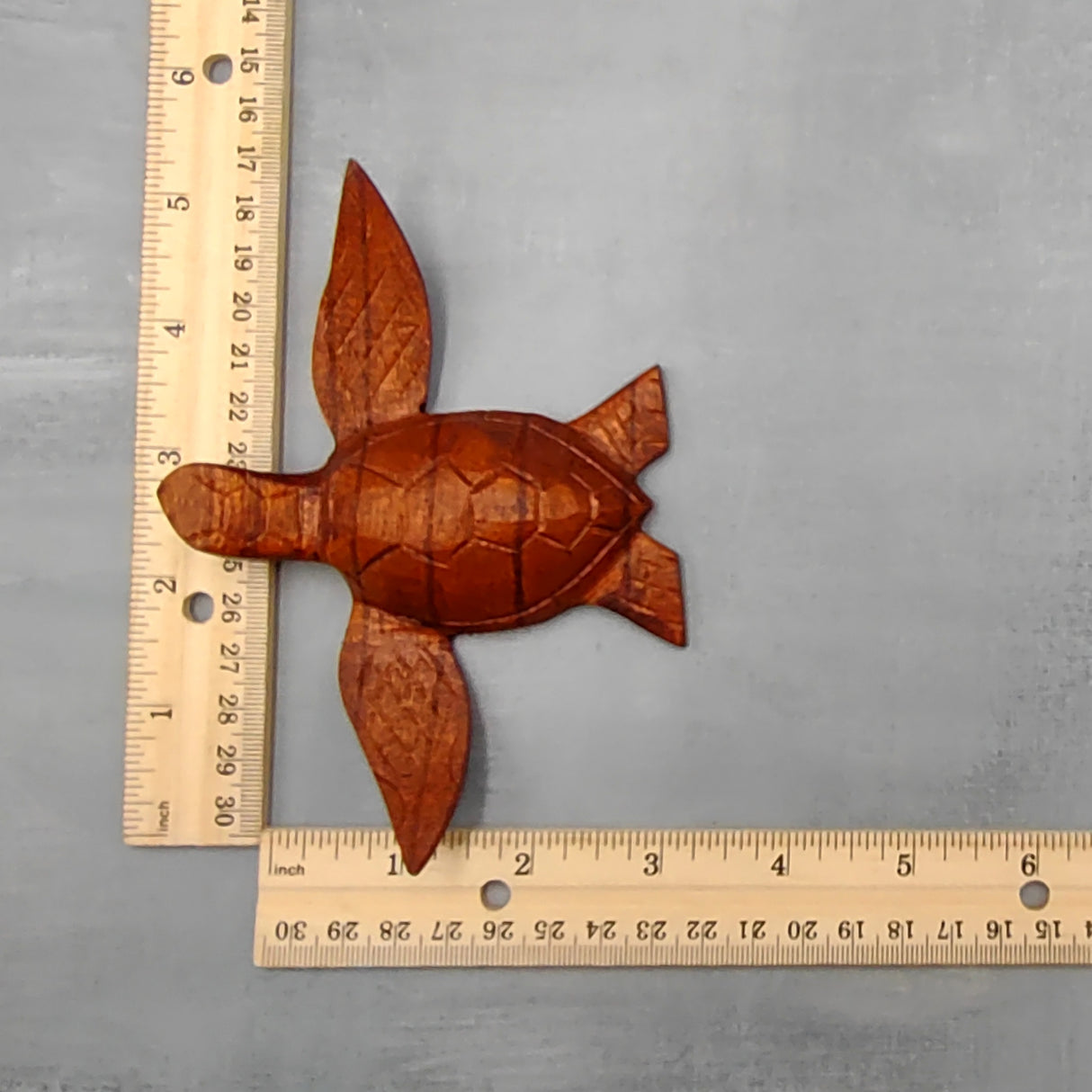 Carved Wooden Sea Turtle Brown (1 turtle approx. 3.5+ inch wide) Wood Sea Turtle Figure for coastal beach home display & decoration!