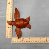 Carved Wooden Sea Turtle Brown (1 turtle approx. 3.5+ inch wide) Wood Sea Turtle Figure for coastal beach home display & decoration!
