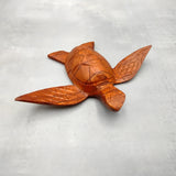 Carved Wooden Sea Turtle Brown (1 turtle approx. 3.5+ inch wide) Wood Sea Turtle Figure for coastal beach home display & decoration!