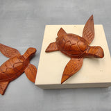 Carved Wooden Sea Turtle Brown (1 turtle approx. 3.5+ inch wide) Wood Sea Turtle Figure for coastal beach home display & decoration!