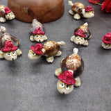 Cowrie Shell Sea Turtle Figurines Red Hat (3 figures approx. 2+ inches) Cute Cowrie Seashell Sea Turtles for gifts decor & display!