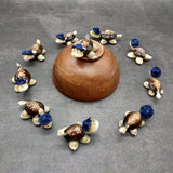 Cowrie Shell Sea Turtle Figurines Dark Blue Hat (3 figures approx. 2+ inches) Cute Cowrie Seashell Sea Turtles for gifts decor & display!