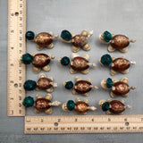 Cowrie Shell Sea Turtle Figurines Dark Green Hat (3 figures approx. 2+ inches) Cute Cowrie Seashell Sea Turtles for gifts decor & display!