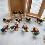 Cowrie Shell Sea Turtle Figurines Dark Green Hat (3 figures approx. 2+ inches) Cute Cowrie Seashell Sea Turtles for gifts decor & display!