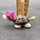 Cowrie Shell Sea Turtle Figurines Pink Hat (3 figures approx. 2+ inches) Cute Cowrie Seashell Sea Turtles for gifts decor & display!