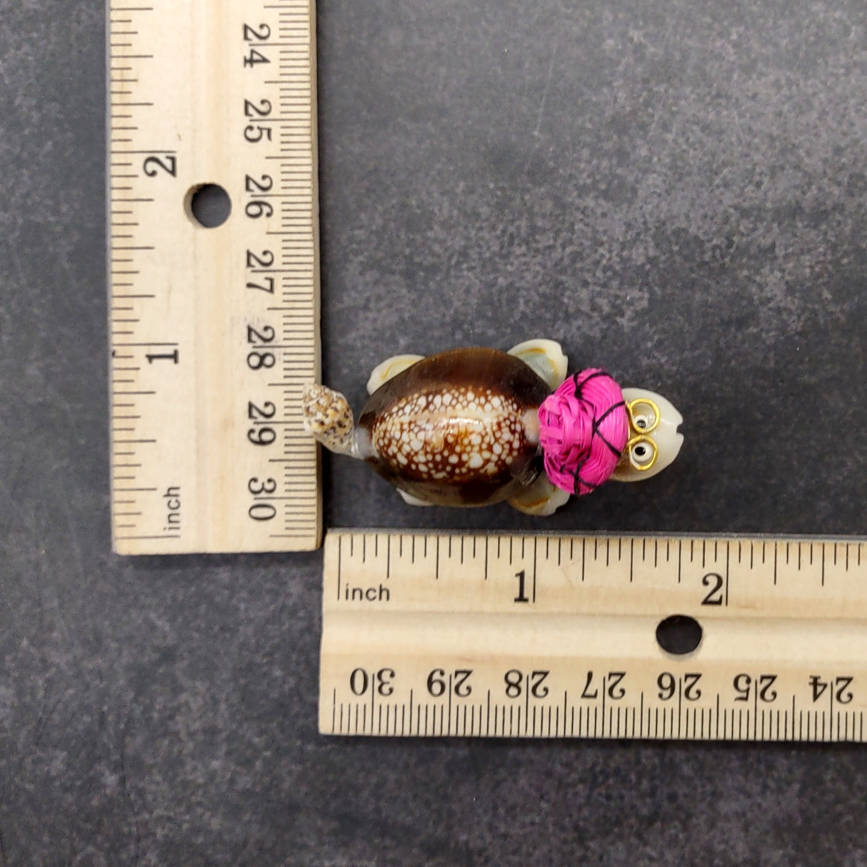 Cowrie Shell Sea Turtle Figurines Pink Hat (3 figures approx. 2+ inches) Cute Cowrie Seashell Sea Turtles for gifts decor & display!