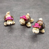 Cowrie Shell Sea Turtle Figurines Pink Hat (3 figures approx. 2+ inches) Cute Cowrie Seashell Sea Turtles for gifts decor & display!