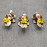 Cowrie Shell Sea Turtle Figurines Yellow Hat (3 figures approx. 2+ inches) Cute Cowrie Seashell Sea Turtles for gifts decor & display!