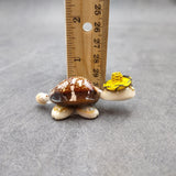 Cowrie Shell Sea Turtle Figurines Yellow Hat (3 figures approx. 2+ inches) Cute Cowrie Seashell Sea Turtles for gifts decor & display!