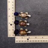 Cowrie Shell Sea Turtle Figurines Purple Hat (3 figures approx. 2+ inches) Cute Cowrie Seashell Sea Turtles for gifts decor & display!