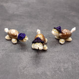 Cowrie Shell Sea Turtle Figurines Purple Hat (3 figures approx. 2+ inches) Cute Cowrie Seashell Sea Turtles for gifts decor & display!