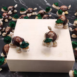 Cowrie Shell Sea Turtle Figurines Green Hat (3 figures approx. 2+ inches) Cute Cowrie Seashell Sea Turtles for gifts decor & display!