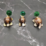 Cowrie Shell Sea Turtle Figurines Green Hat (3 figures approx. 2+ inches) Cute Cowrie Seashell Sea Turtles for gifts decor & display!