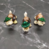 Cowrie Shell Sea Turtle Figurines Green Hat (3 figures approx. 2+ inches) Cute Cowrie Seashell Sea Turtles for gifts decor & display!