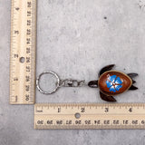 Blue Hibiscus Painted Wooden Sea Turtle Keychain (1 keychain approx. 4.25+ inches) Wooden Sea Turtle Key Fob for gifting or party favors!