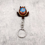 Blue Hibiscus Painted Wooden Sea Turtle Keychain (1 keychain approx. 4.25+ inches) Wooden Sea Turtle Key Fob for gifting or party favors!