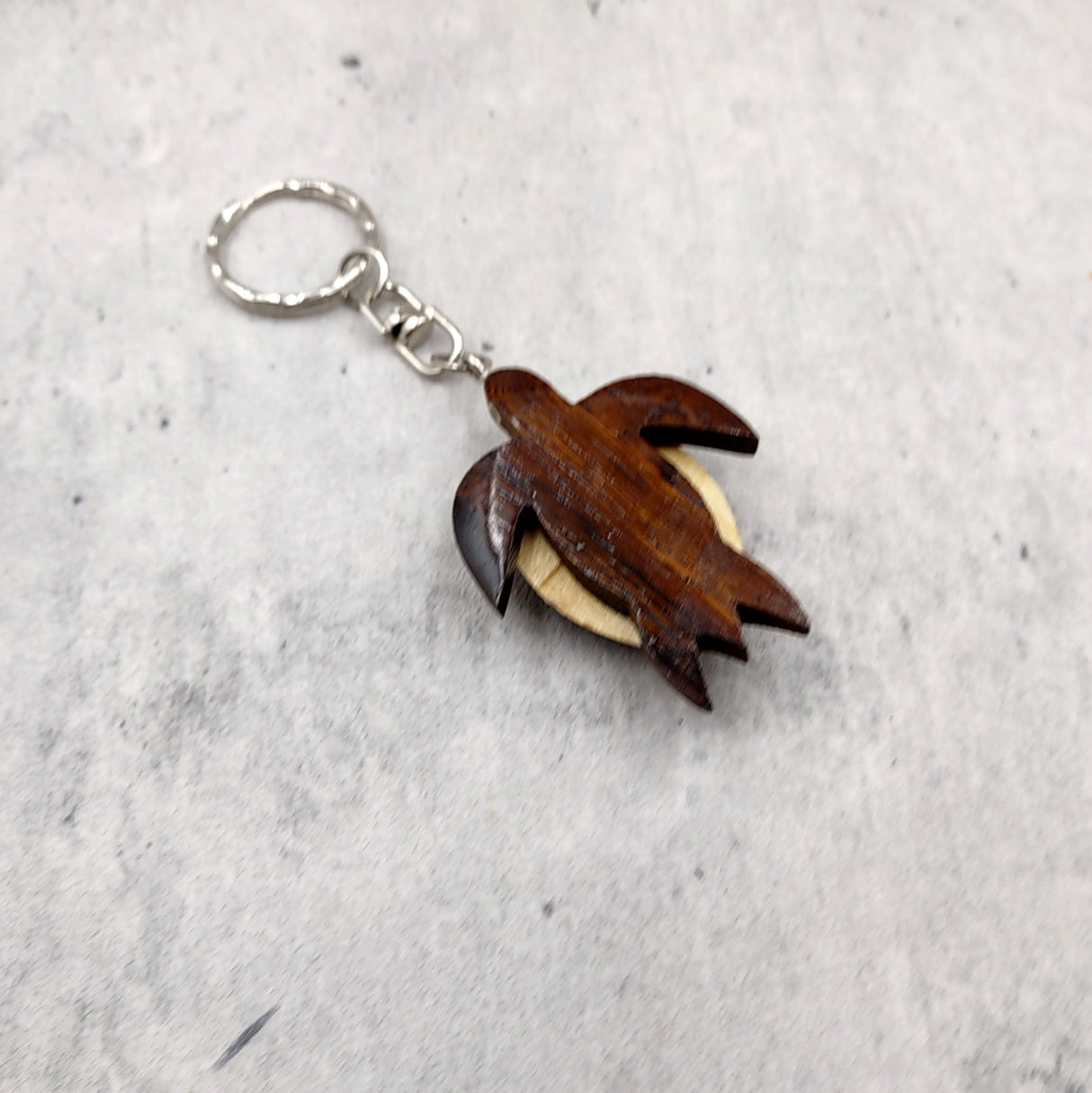Blue Hibiscus Painted Wooden Sea Turtle Keychain (1 keychain approx. 4.25+ inches) Wooden Sea Turtle Key Fob for gifting or party favors!