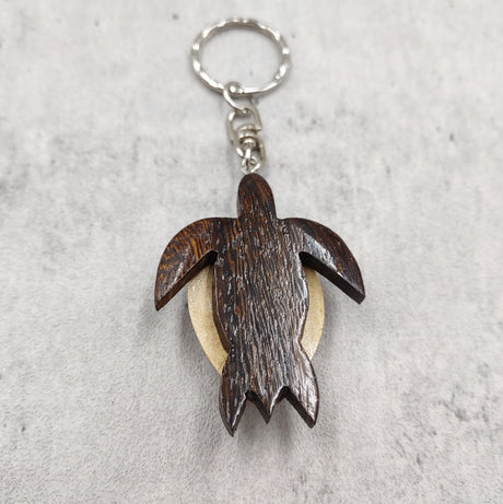 Pink Hibiscus Painted Wooden Sea Turtle Keychain (1 keychain approx. 4.25+ inches) Wooden Sea Turtle Key Fob for gifting or party favors!