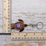 Purple Hibiscus Painted Wooden Sea Turtle Keychain (1 keychain approx. 4.25+ inches) Wooden Sea Turtle Key Fob for gifting or party favors!