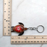 Red Hibiscus Painted Wooden Sea Turtle Keychain (1 keychain approx. 4.25+ inches) Wooden Sea Turtle Key Fob for gifting or party favors!