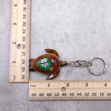 Green Hibiscus Painted Wooden Sea Turtle Keychain (1 keychain approx. 4.25+ inches) Wooden Sea Turtle Key Fob for gifting or party favors!