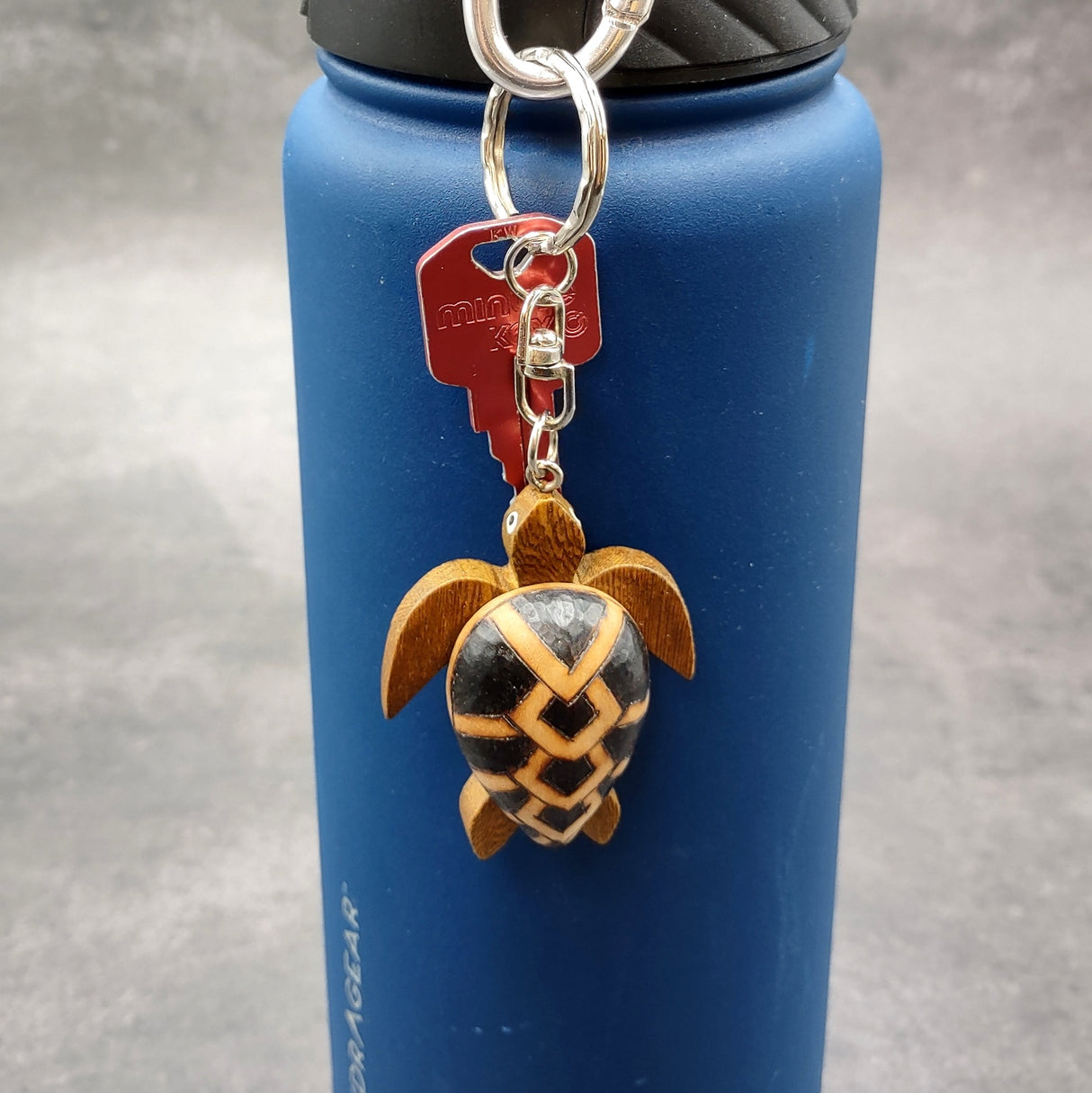 Natural Wood PIneapple Sea Turtle Keychain (1 key chain approx. 4+ inches) Wooden Pattern Sea Turtle Key Fob for gifts or decorative charm!