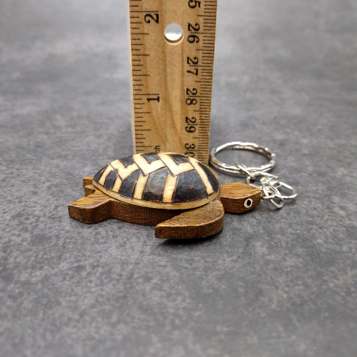 Natural Wood PIneapple Sea Turtle Keychain (1 key chain approx. 4+ inches) Wooden Pattern Sea Turtle Key Fob for gifts or decorative charm!