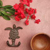 Cast Iron Sea Turtle Wall Hooks Brown Patina (1 metal hook approx. 4.75+ inches) Brown Sea Turtle Double Wall Hook for coastal decor!
