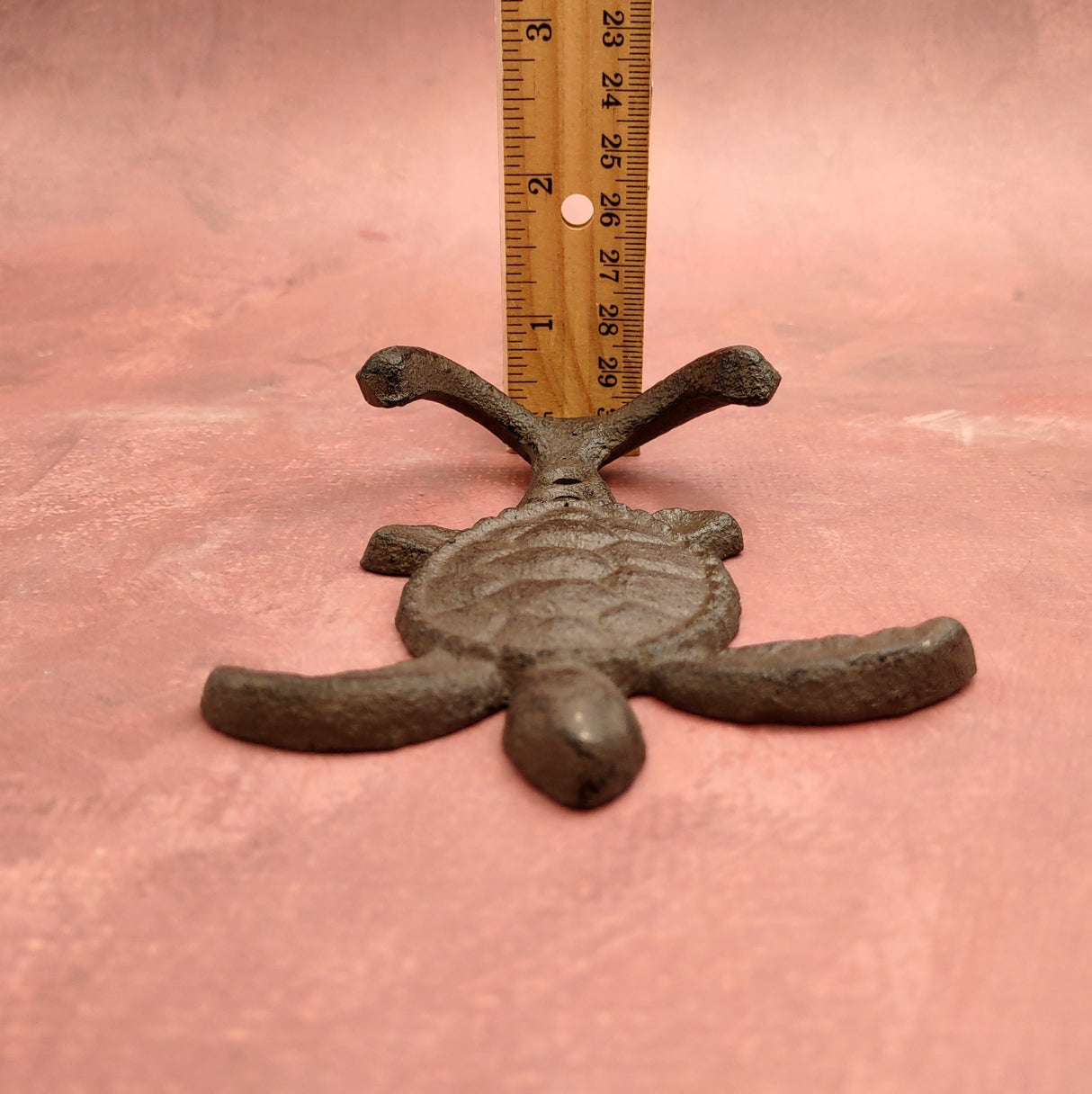 Cast Iron Sea Turtle Wall Hooks Brown Patina (1 metal hook approx. 4.75+ inches) Brown Sea Turtle Double Wall Hook for coastal decor!