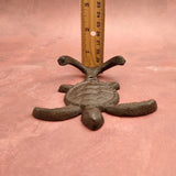 Cast Iron Sea Turtle Wall Hooks Brown Patina (1 metal hook approx. 4.75+ inches) Brown Sea Turtle Double Wall Hook for coastal decor!