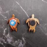Wooden Sea Turtle Magnet Blue Hibiscus Flower (1 magnet approx. 2+ inches) Wood Sea Turtle Magnet gift for fridges cabinets doors!