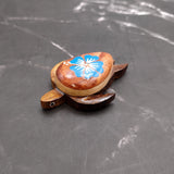 Wooden Sea Turtle Magnet Blue Hibiscus Flower (1 magnet approx. 2+ inches) Wood Sea Turtle Magnet gift for fridges cabinets doors!