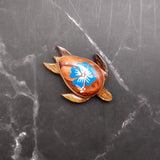 Wooden Sea Turtle Magnet Blue Hibiscus Flower (1 magnet approx. 2+ inches) Wood Sea Turtle Magnet gift for fridges cabinets doors!