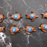 Wooden Sea Turtle Magnet Blue Hibiscus Flower (1 magnet approx. 2+ inches) Wood Sea Turtle Magnet gift for fridges cabinets doors!
