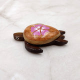 Wooden Sea Turtle Magnet Pink Hibiscus Flower (1 magnet approx. 2+ inches) Wood Sea Turtle Magnet gift for fridges cabinets doors!