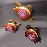 Wooden Sea Turtle Magnet Pink Hibiscus Flower (1 magnet approx. 2+ inches) Wood Sea Turtle Magnet gift for fridges cabinets doors!