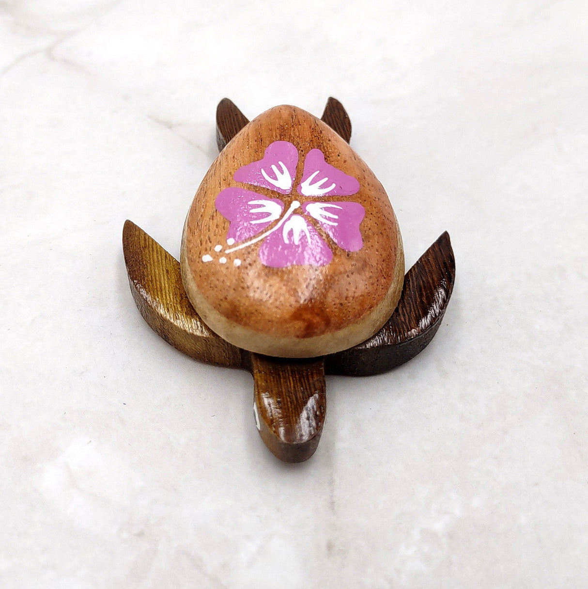 Wooden Sea Turtle Magnet Pink Hibiscus Flower (1 magnet approx. 2+ inches) Wood Sea Turtle Magnet gift for fridges cabinets doors!