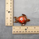 Wooden Sea Turtle Magnet Orange Hibiscus Flower (1 magnet approx. 2+ inches) Wood Sea Turtle Magnet gift for fridges cabinets doors!