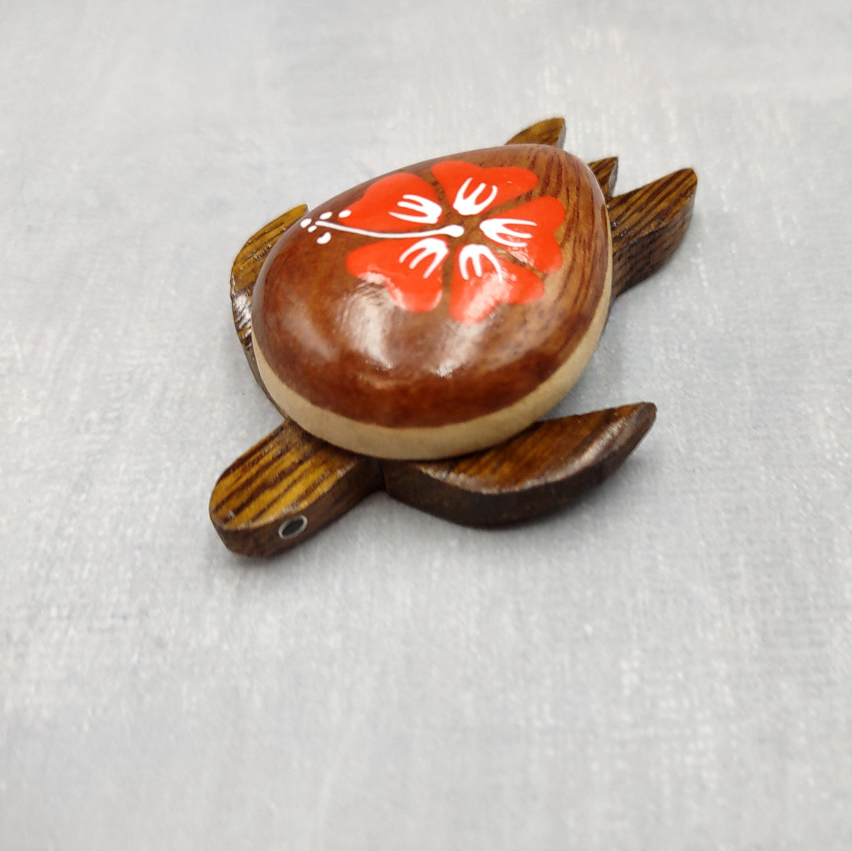 Wooden Sea Turtle Magnet Orange Hibiscus Flower (1 magnet approx. 2+ inches) Wood Sea Turtle Magnet gift for fridges cabinets doors!