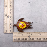 Wooden Sea Turtle Magnet Yellow Hibiscus Flower (1 magnet approx. 2+ inches) Wood Sea Turtle Magnet gift for fridges cabinets doors!