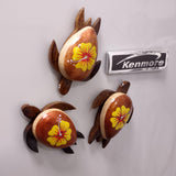 Wooden Sea Turtle Magnet Yellow Hibiscus Flower (1 magnet approx. 2+ inches) Wood Sea Turtle Magnet gift for fridges cabinets doors!