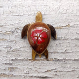 Wooden Sea Turtle Magnet Red Hibiscus Flower (1 magnet approx. 2+ inches) Wood Sea Turtle Magnet gift for fridges cabinets doors!
