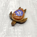 Wooden Sea Turtle Magnet Purple Hibiscus Flower (1 magnet approx. 2+ inches) Wood Sea Turtle Magnet gift for fridges cabinets doors!