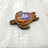 Wooden Sea Turtle Magnet Purple Hibiscus Flower (1 magnet approx. 2+ inches) Wood Sea Turtle Magnet gift for fridges cabinets doors!