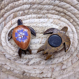 Wooden Sea Turtle Magnet Purple Hibiscus Flower (1 magnet approx. 2+ inches) Wood Sea Turtle Magnet gift for fridges cabinets doors!
