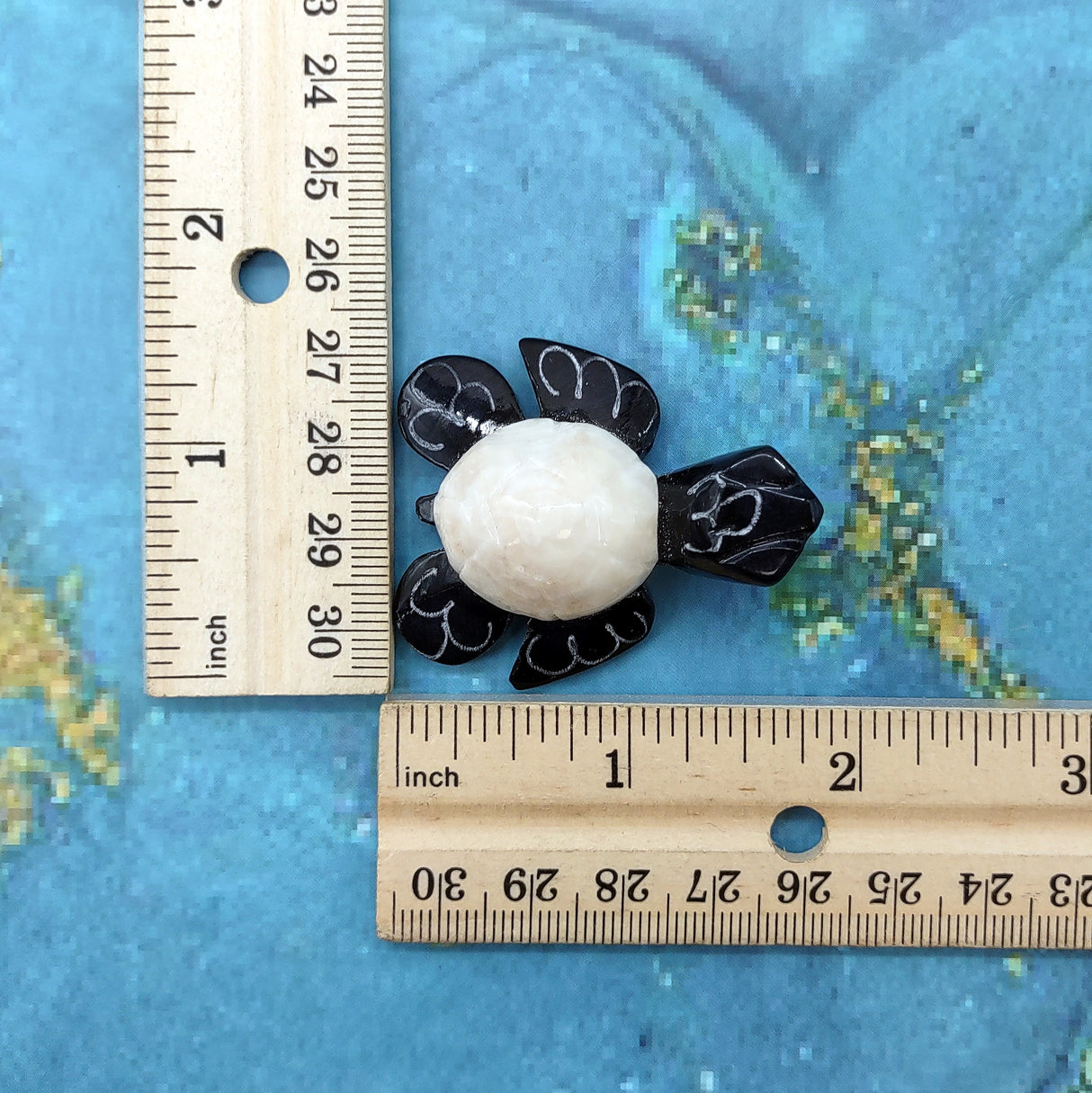 Natural Marble Stone Black Sea Turtles (set of 2 stone figure approx. 2+ inches) Carved Marble Turtle Figurines for coastal home shelf decor!