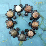 Natural Marble Stone Black Sea Turtles (set of 2 stone figure approx. 2+ inches) Carved Marble Turtle Figurines for coastal home shelf decor!