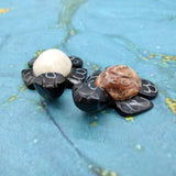 Natural Marble Stone Black Sea Turtles (set of 2 stone figure approx. 2+ inches) Carved Marble Turtle Figurines for coastal home shelf decor!